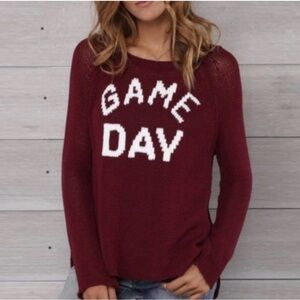 Wooden Ships Game Day Burgundy Knit Sweater